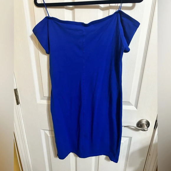 Express off the shoulder blue cotton dress - size Large - Picture 3 of 4